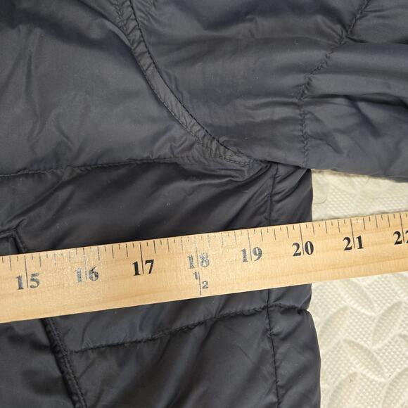 Barbour Great Coat Mens Small Navy Blue Mid Length Fibre Down Quilted Flawed - Picture 14 of 16